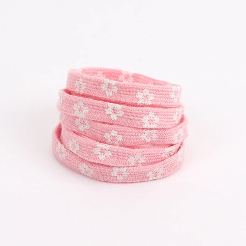 New Sakura Shoelaces Flat Little Daisies Shoe laces High-top Canvas Sneakers Shoelace AF1 Laces Shoe Strings 100/120/140/160CM
