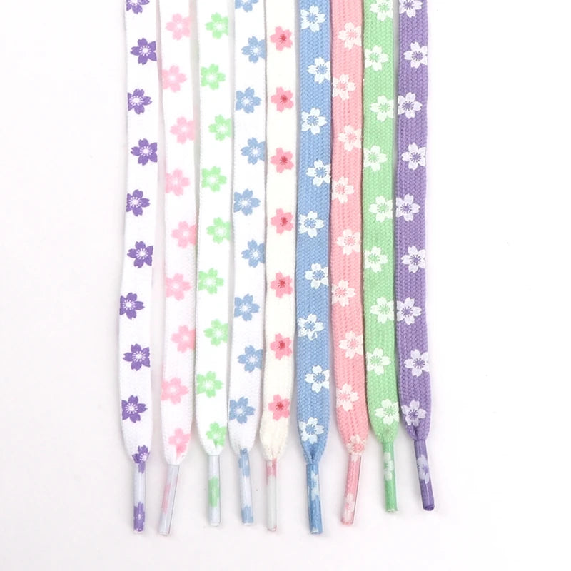 New Sakura Shoelaces Flat Little Daisies Shoe laces High-top Canvas Sneakers Shoelace AF1 Laces Shoe Strings 100/120/140/160CM