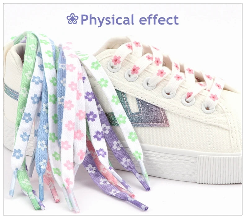New Sakura Shoelaces Flat Little Daisies Shoe laces High-top Canvas Sneakers Shoelace AF1 Laces Shoe Strings 100/120/140/160CM