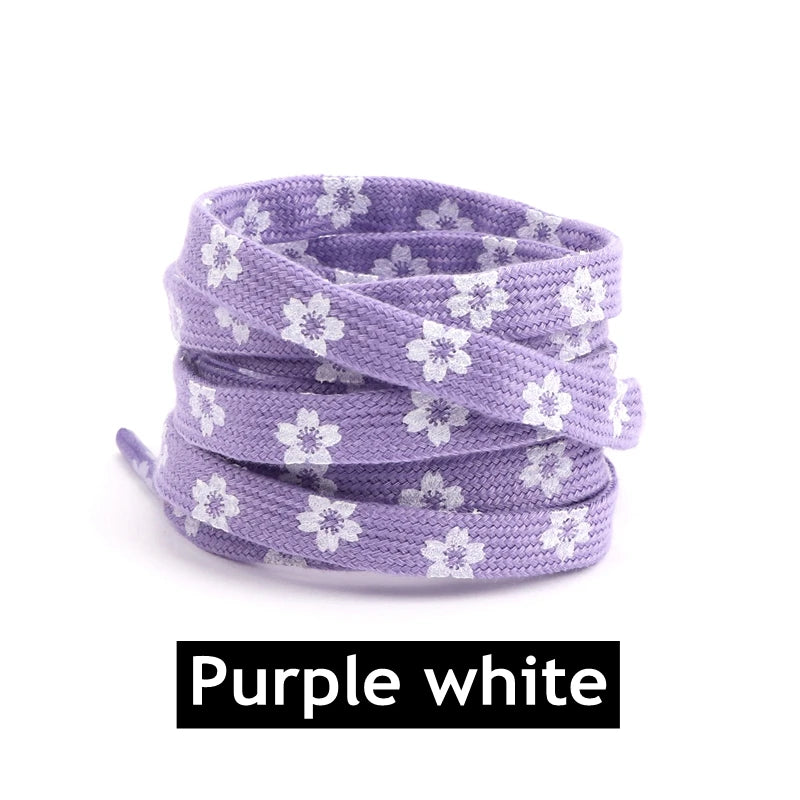 New Sakura Shoelaces Flat Little Daisies Shoe laces High-top Canvas Sneakers Shoelace AF1 Laces Shoe Strings 100/120/140/160CM