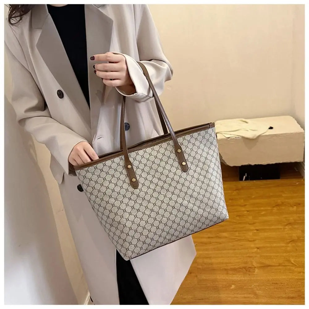 New Large Capacity Shoulder Bags PU Casual Tote Bag Commuting Bag