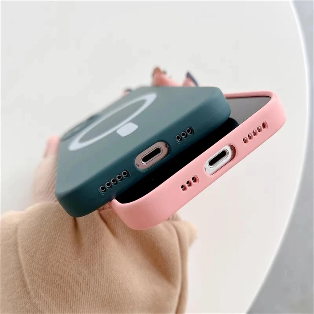 Magnetic Liquid Silicone Cover For Magsafe Case Iphone 14 13 12 Mini 11 Pro Max 7 8 Plus Se 2020 Xr Xs X Camera Precision Hole