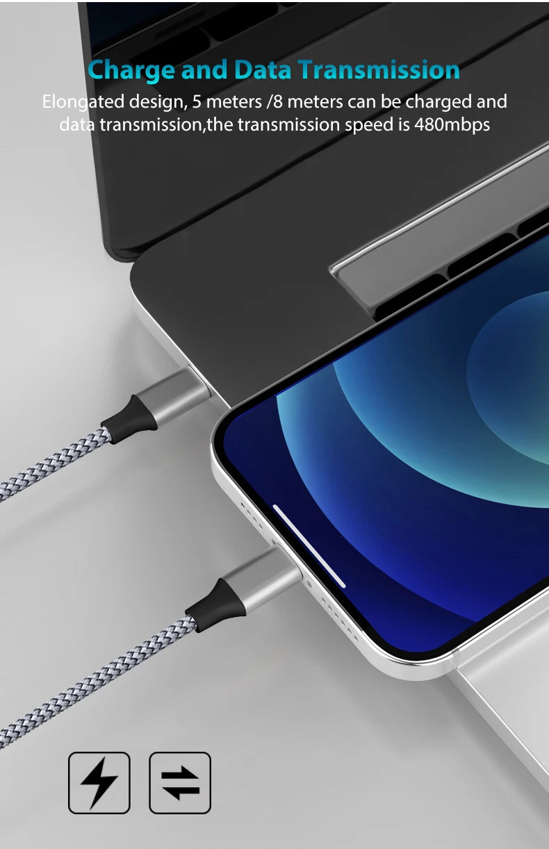 60W 1m/2m/3m/5m Dual-head Type-C Fast Charging Data Cable Mobile Phone Accessories Data Transmission for Samsung Huawei Millet
