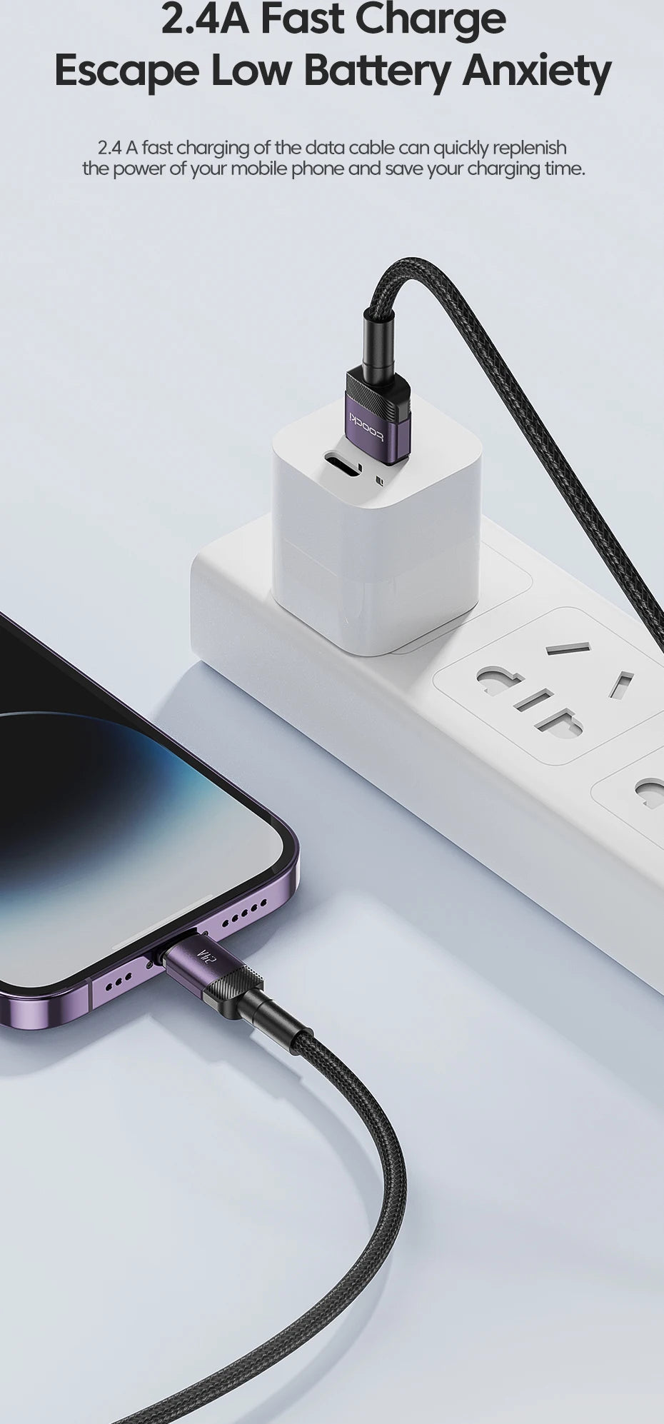 Toocki USB Cable For iPhone 14 13 12 Pro Max X XS XR 8 7 Plus iPad Fast Charging Charger USB To iP Cable For iPhone Data Cord