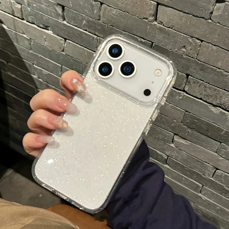 Luxury Glitter Bling Transparent Case For iPhone 18 17 Pro Max 17 Air 11 12 13 14 15 16 Pro Max X XR XS 7 8 Shockproof TPU Cover