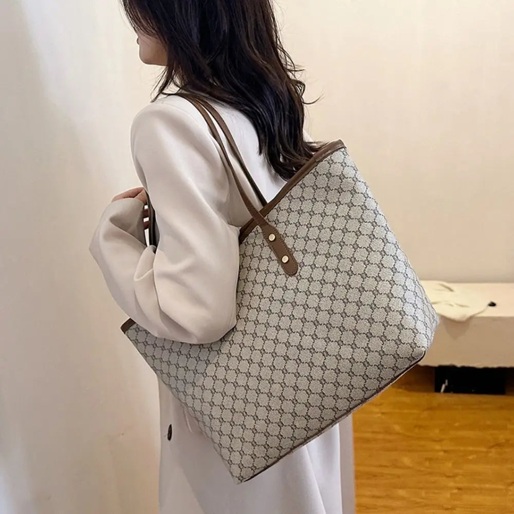 New Large Capacity Shoulder Bags PU Casual Tote Bag Commuting Bag