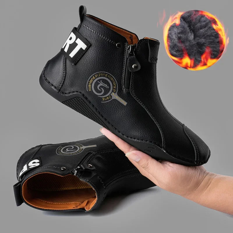 Autumn and Winter New Men's Short Boots British Classic Retro Flat Bottom Cotton Shoes Outdoor Business Sports Casual Shoes