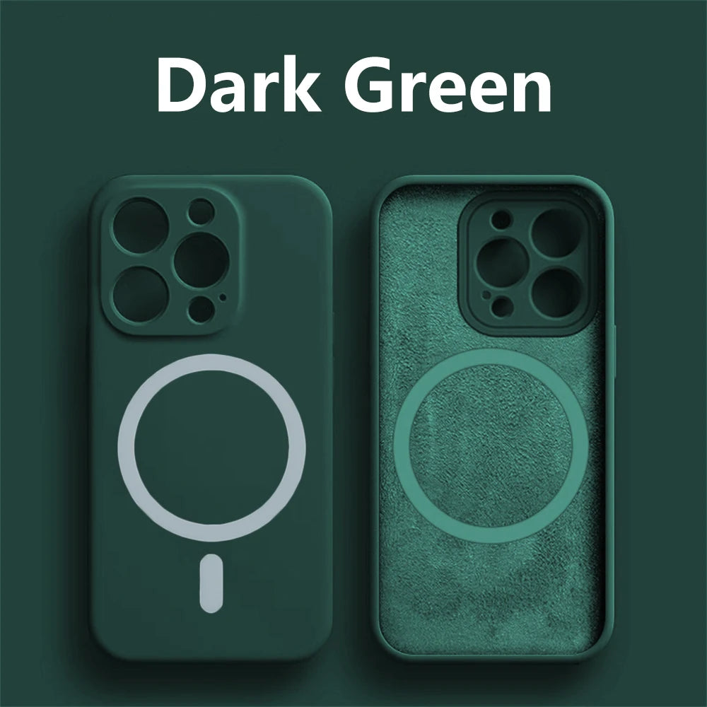 Magnetic Liquid Silicone Cover For Magsafe Case Iphone 14 13 12 Mini 11 Pro Max 7 8 Plus Se 2020 Xr Xs X Camera Precision Hole