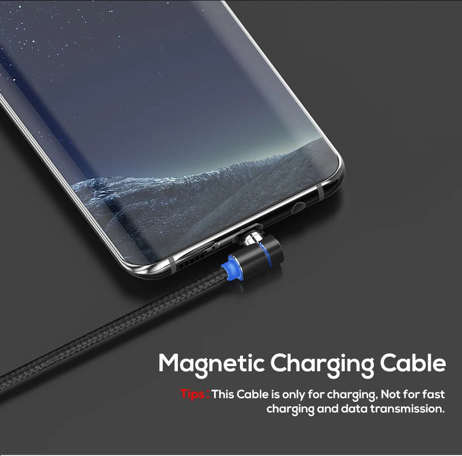 TOPK Magnetic Charging Cable 360° Rotating Magnetic Phone Charger Cable with LED Light, 90° Angle Connector, Nylon-Braided Cor