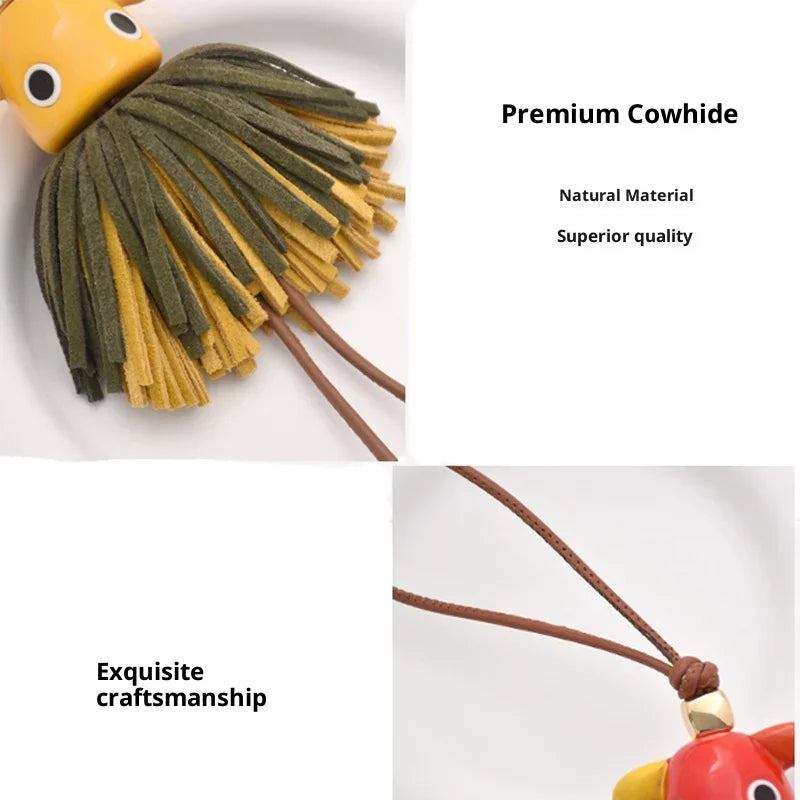 Luxury Genuine Leather Octopus Fringe Tassel Bag Charm for Designer Tote Unique Suede Pendant Keychain Women Gift Handbag Decor