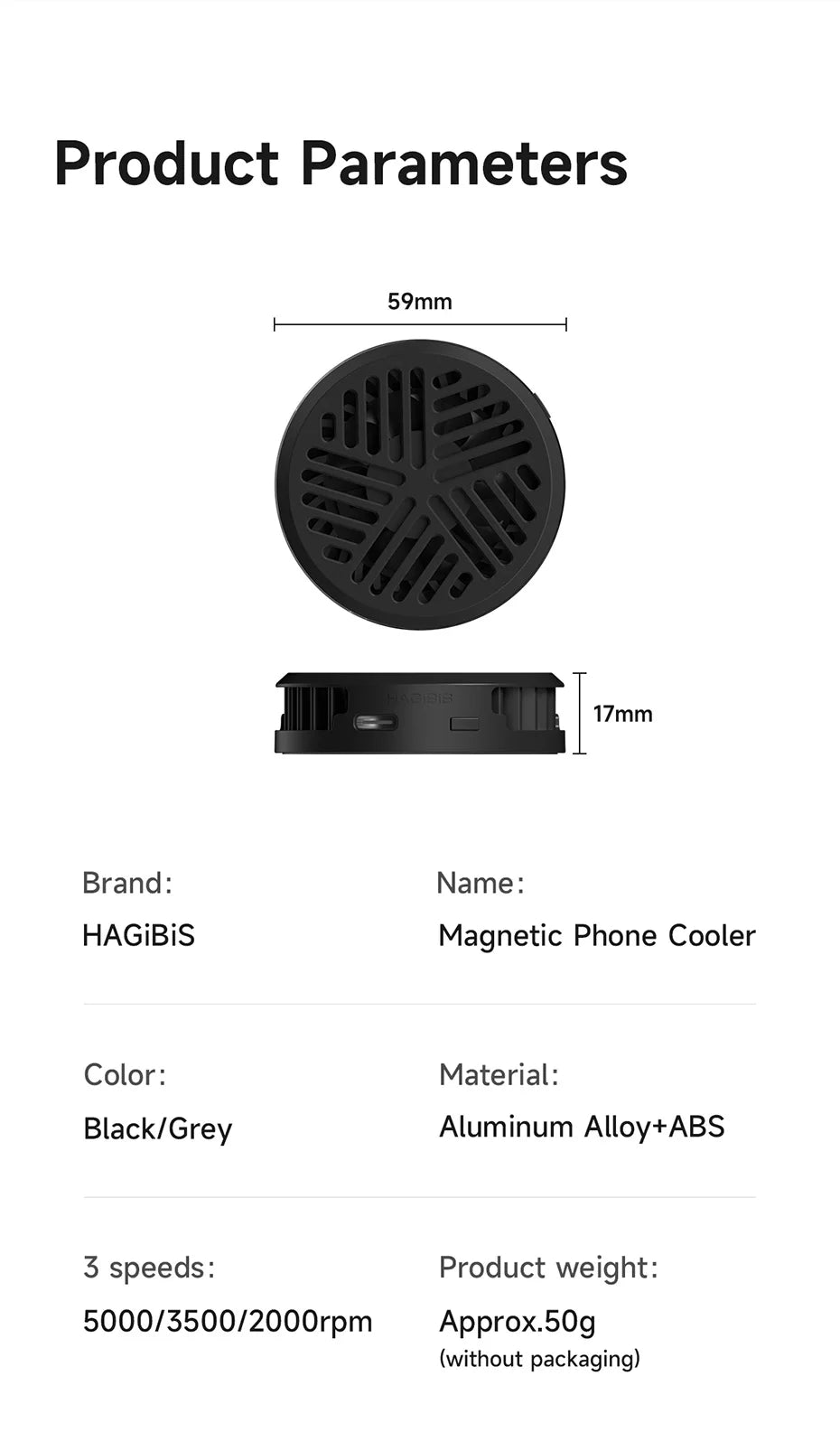 Hagibis Magnetic Cell Phone Cooler Universal Cooling Fan Portable Mobile Phone Radiator for iPhone 17 Pro Gaming Live Streaming