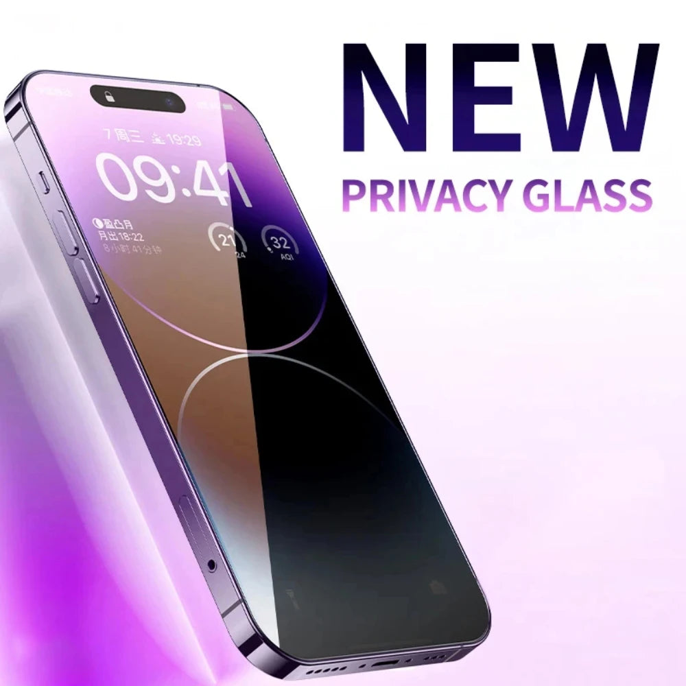 NNBILI 1-3 Pcs Anti Blue Light Privacy Tempered Glass For iPhone 15 16 14 13 17 Pro Max Eye Protection Clear Screen Protector 