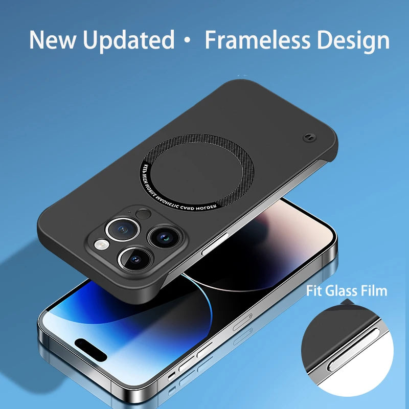 Luxury Ultra Slim Magnetic Frameless Solid Color Phone Case for Magsafe iPhone 13 12 Mini 11 Pro XR X XS Max Shockproof Cover