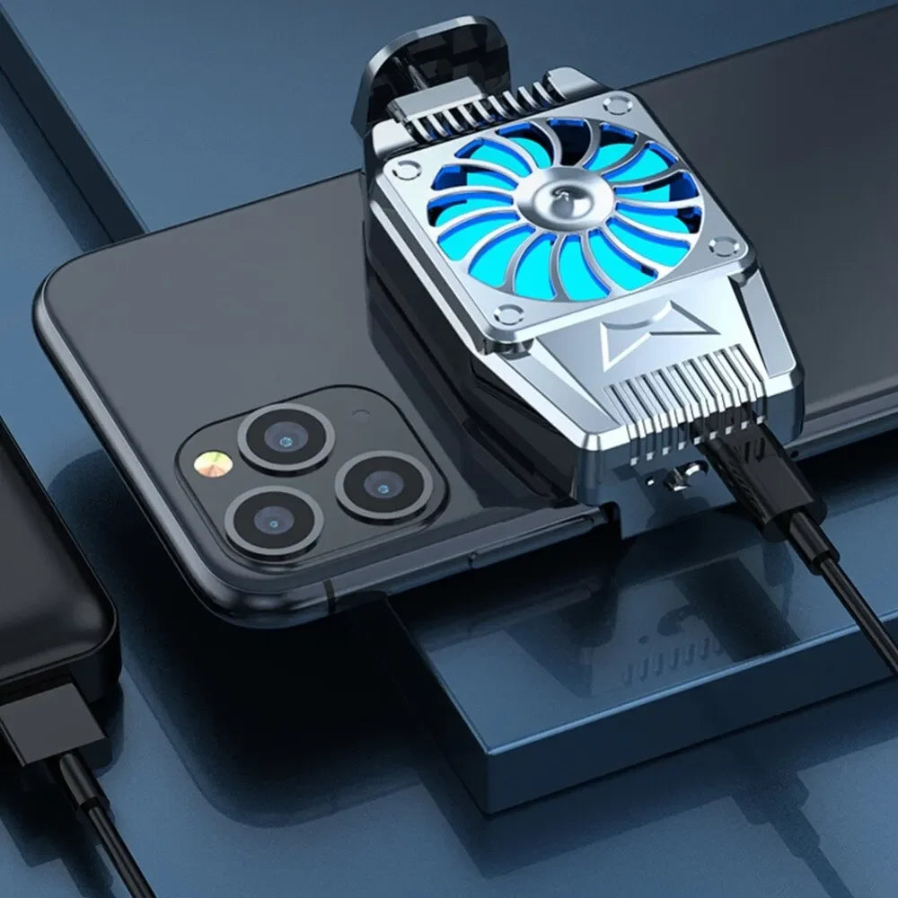 Semiconductor Phone Cooler Fast Cooling Radiator with Fan Low Noise For iPhone Android Gaming Live Streaming Mobile Phone Heat