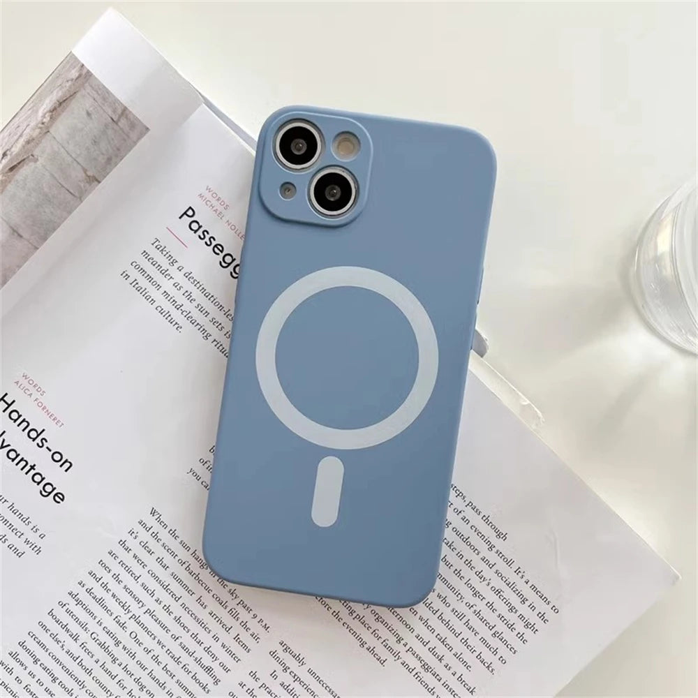 Magnetic Liquid Silicone Cover For Magsafe Case Iphone 14 13 12 Mini 11 Pro Max 7 8 Plus Se 2020 Xr Xs X Camera Precision Hole