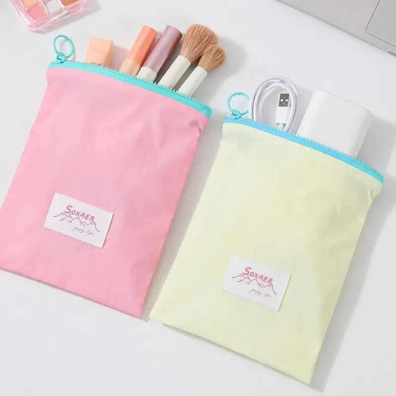 Minimalist Macaron Travel Zipper Wash Bag Set Multi-purpose Storage Bag For Makeup Cables Documents Small Change