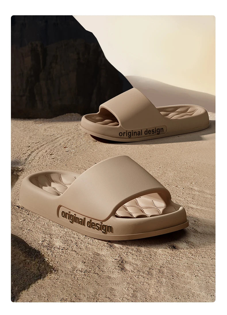 Men Trend New Summer Slippers Soft Non-slip Sole Cloud Sandals for Home Beach Indoor Outdoor