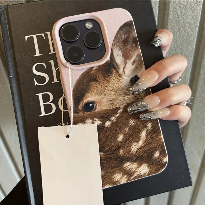 Close-Up Sika Deer Illustration Pattern TPU Case for iPhone 17 Pro Max 16 15 14 13 12 11 Plus Stylish TPU Soft Cover Funda Coque