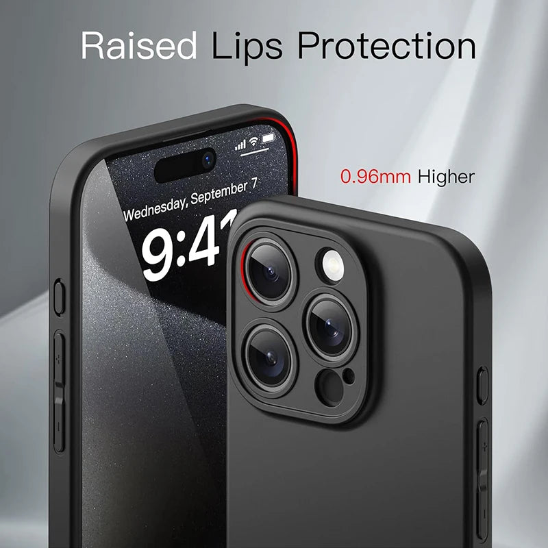 Luxury Ultra Thin Matte Silicone Soft Case For iPhone 16 17 15 14 Plus 13 Mini Pro Max SE 2022 2020 Anti-drop Solid Black Cover