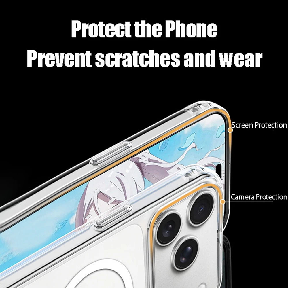 Luxury Magnetic Clear Phone Case For iPhone 18 17 16 15 14 13 12 11 Pro Max Mini XS XR For Magsafe Silicone Transparent Cover