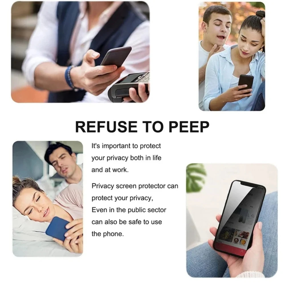NNBILI 1-3 Pcs Anti Blue Light Privacy Tempered Glass For iPhone 15 16 14 13 17 Pro Max Eye Protection Clear Screen Protector 