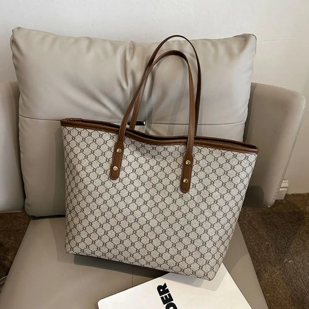 New Large Capacity Shoulder Bags PU Casual Tote Bag Commuting Bag