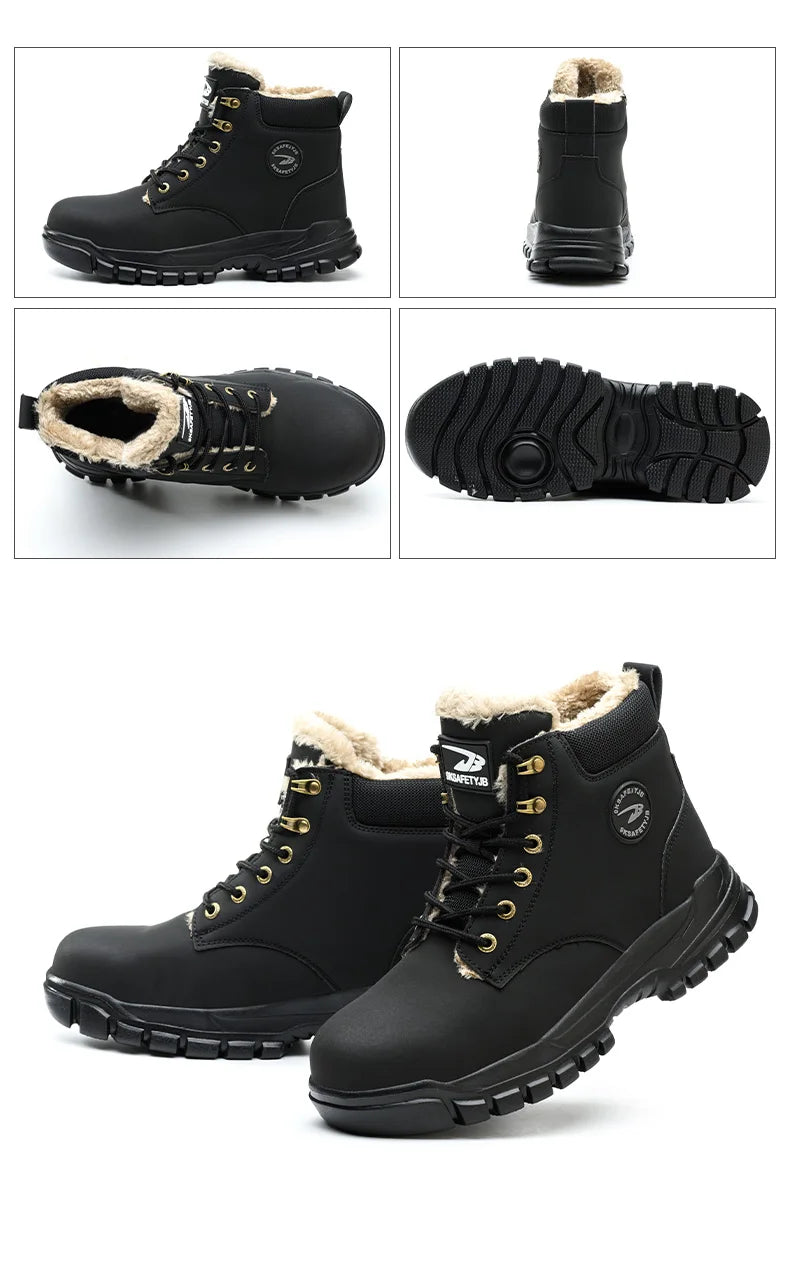 Latest 2024 Fashion Winter Warm Men Work Safety Boots Waterproof Indestructible Steel Toe Cap Shoes Sneakers Male Footwear