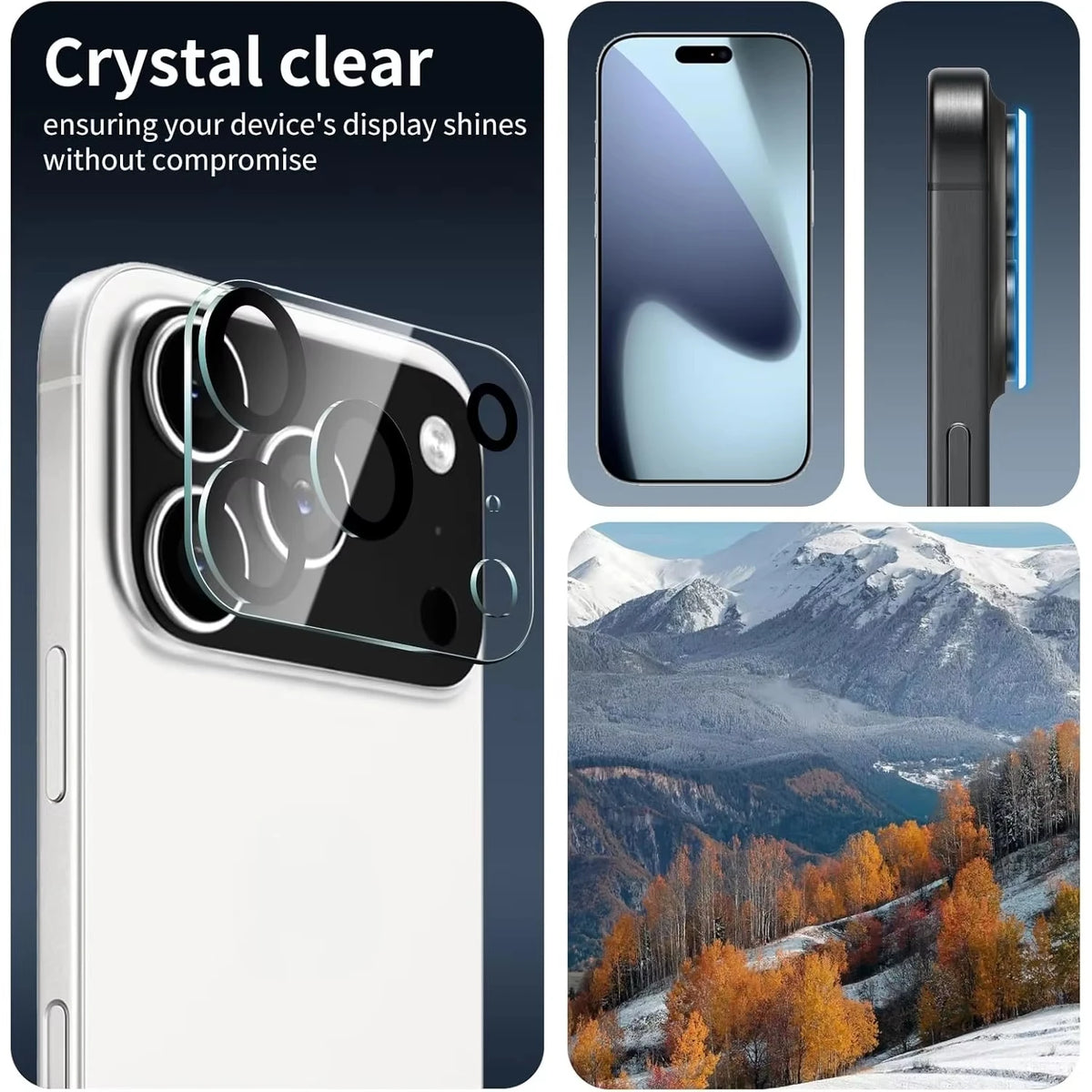 3PCS Integrated Clear HD Shockproof Tempered Glass Camera Lens Protectors for iPhone 18 Pro Max, 17 Air, 16 Pro Max, 15, 14, 13