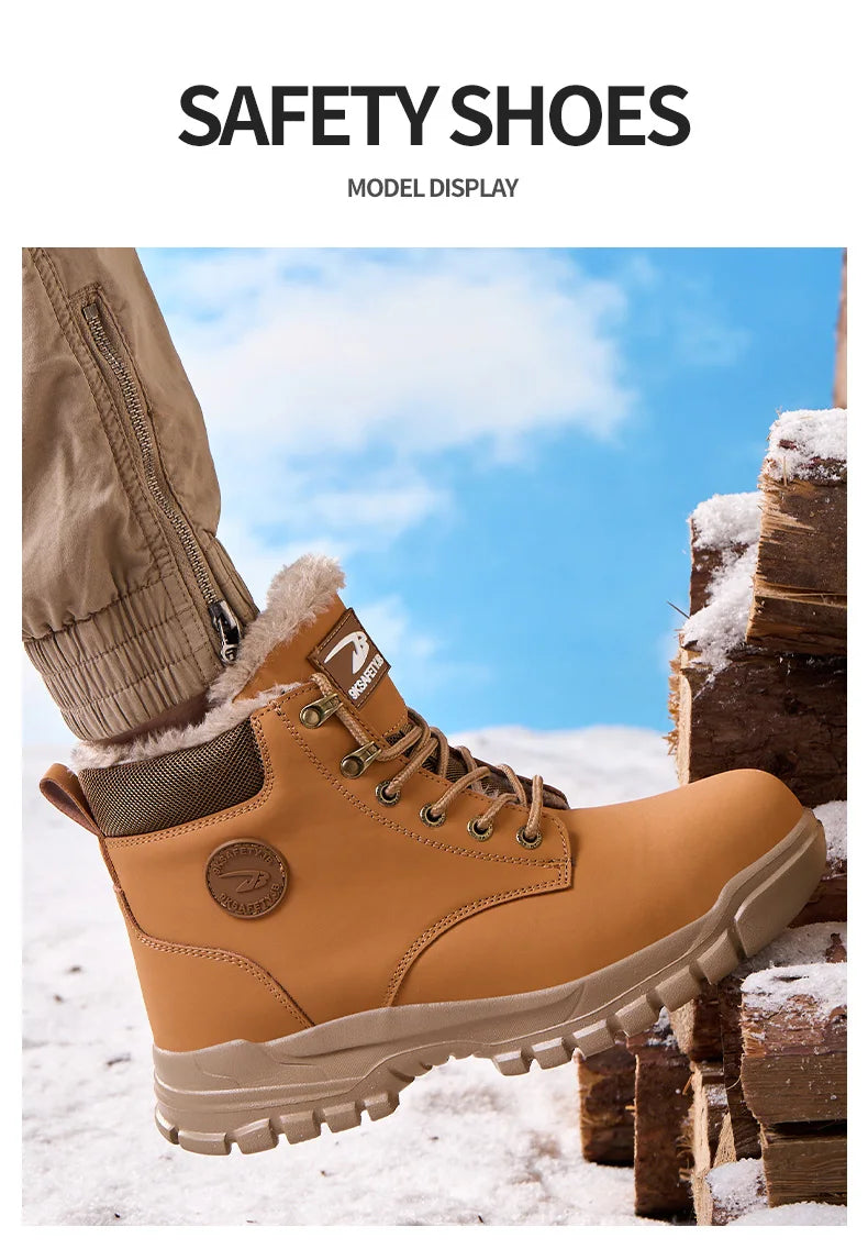 Latest 2024 Fashion Winter Warm Men Work Safety Boots Waterproof Indestructible Steel Toe Cap Shoes Sneakers Male Footwear
