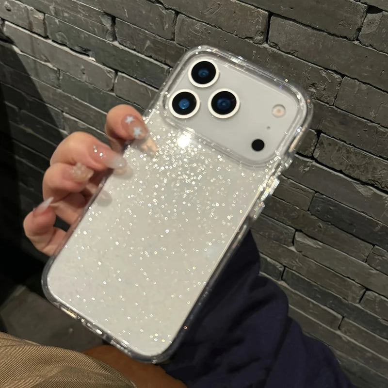 Luxury Glitter Bling Transparent Case For iPhone 18 17 Pro Max 17 Air 11 12 13 14 15 16 Pro Max X XR XS 7 8 Shockproof TPU Cover