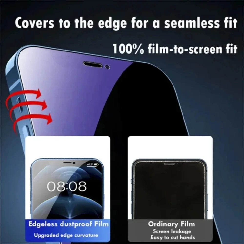 NNBILI 1-3 Pcs Anti Blue Light Privacy Tempered Glass For iPhone 15 16 14 13 17 Pro Max Eye Protection Clear Screen Protector 