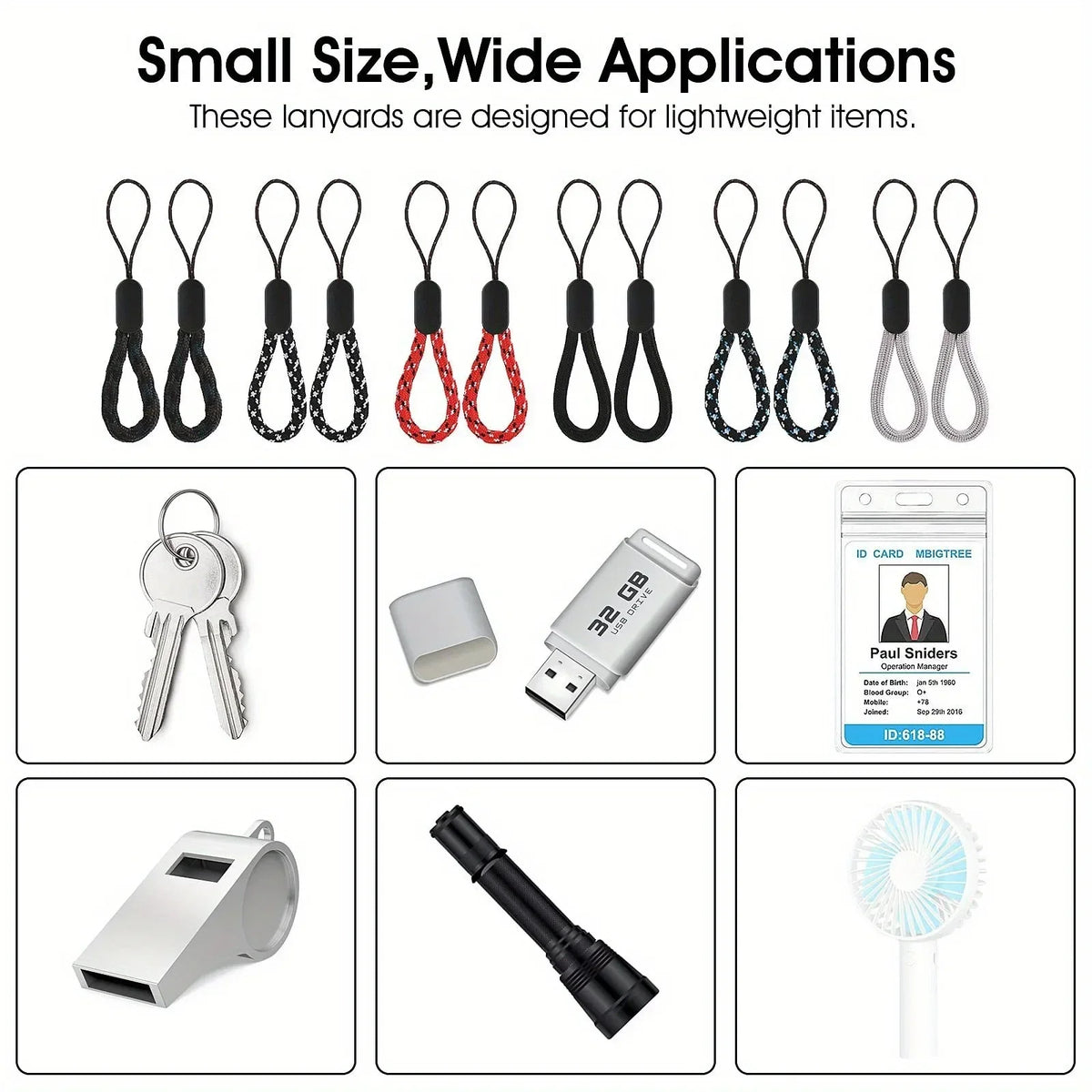 3/5Pc Hand Wrist Lanyard String Short Grip Lanyard Mobile Phone Strap for Flash Drive Keychain
