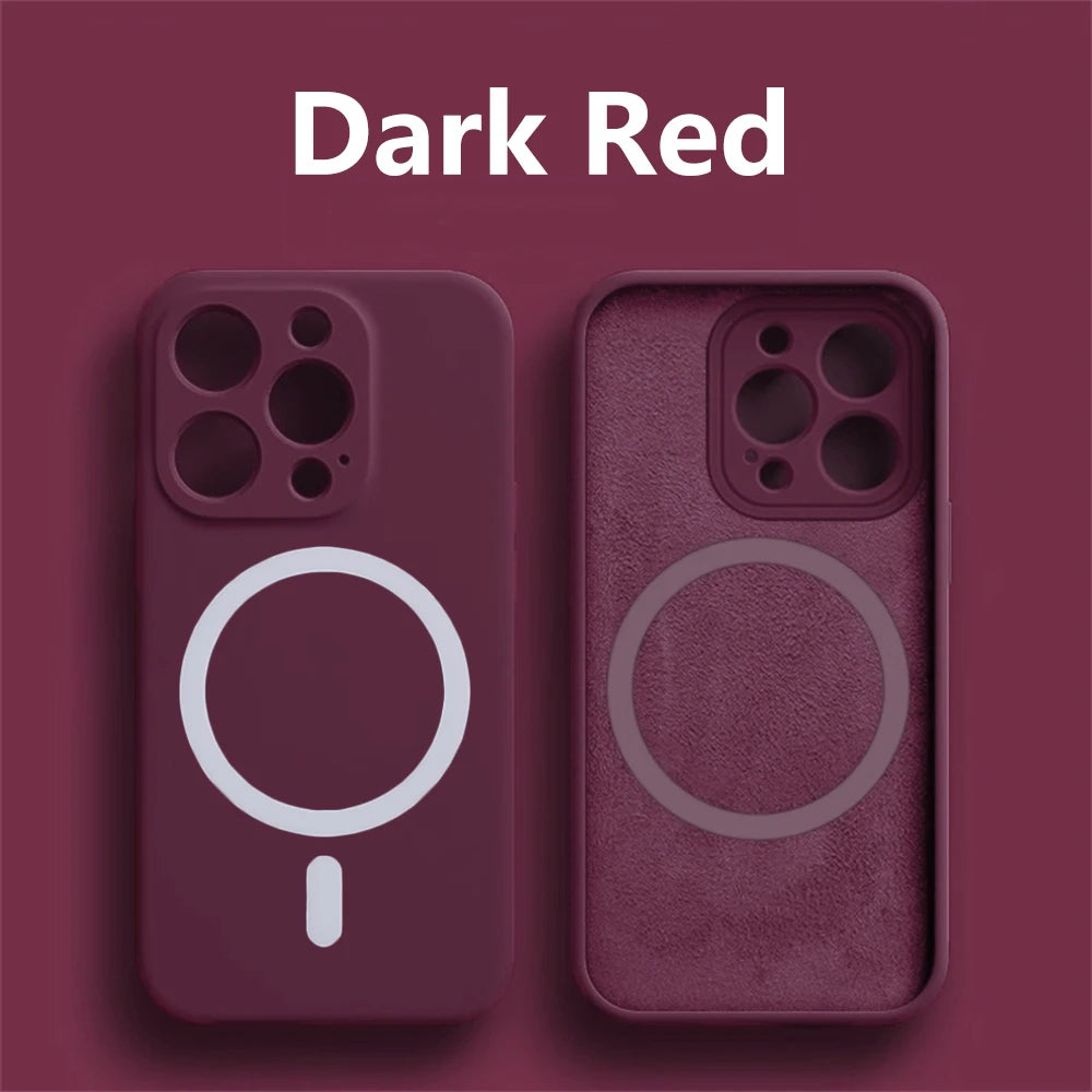 Magnetic Liquid Silicone Cover For Magsafe Case Iphone 14 13 12 Mini 11 Pro Max 7 8 Plus Se 2020 Xr Xs X Camera Precision Hole