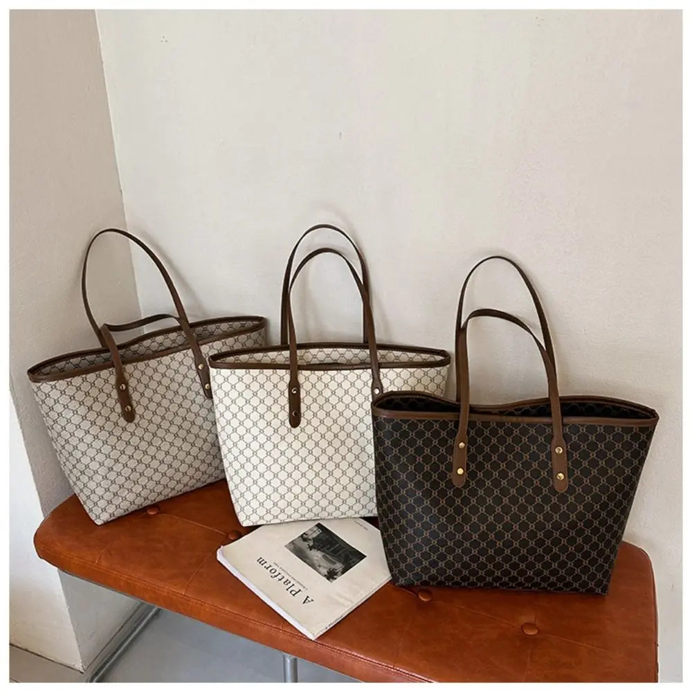 New Large Capacity Shoulder Bags PU Casual Tote Bag Commuting Bag