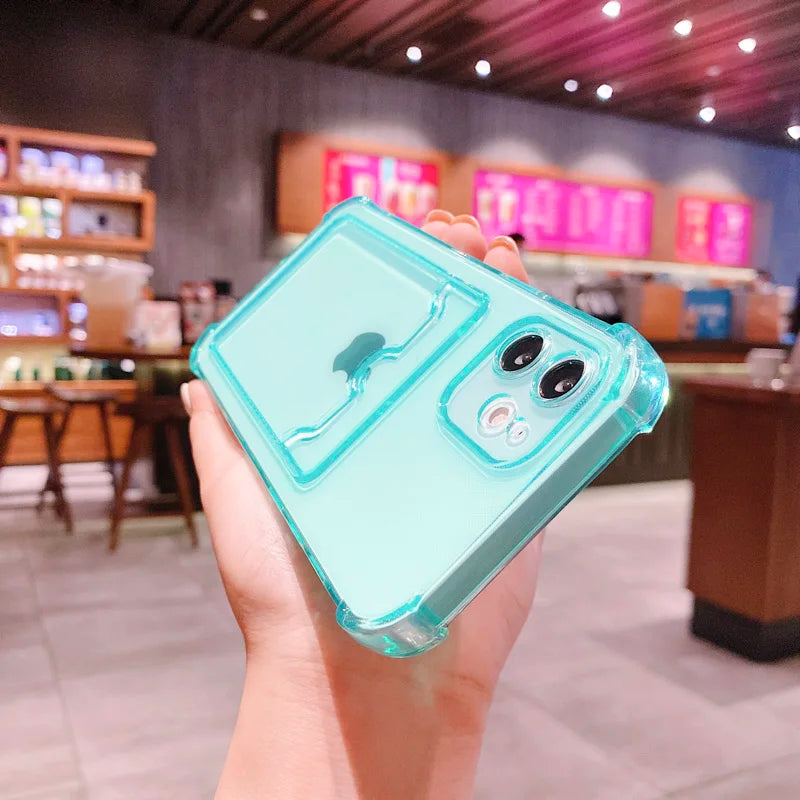 Transparent Case For iPhone 17 Pro Max Cases iPhone 18 Pro Max 16 15 13 14 12 11 6 7 8 Plus Cover Soft Wallet Pocket Card Holder