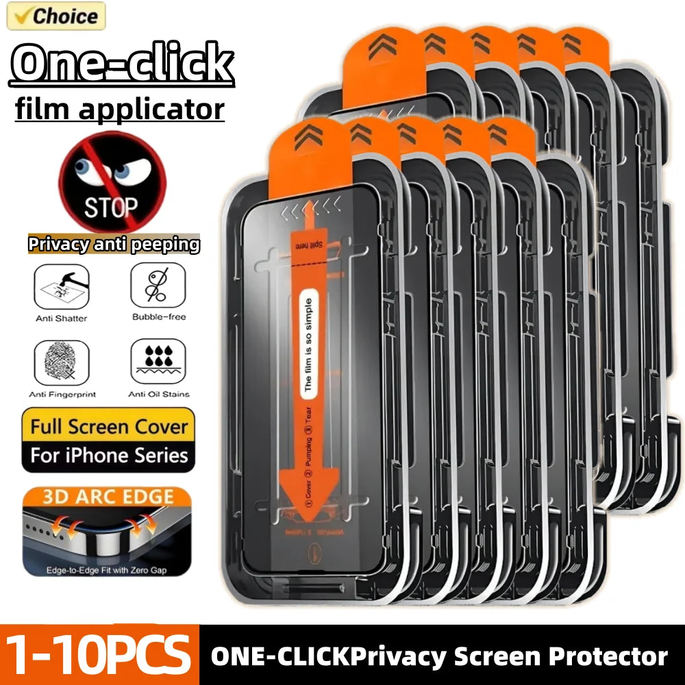 1-10PCS Oleophobic Coating Privacy Screen Protector For iPhone 17 16 14 15 12 11 13 X XS Pro Max Air Mini Dust Free Installation