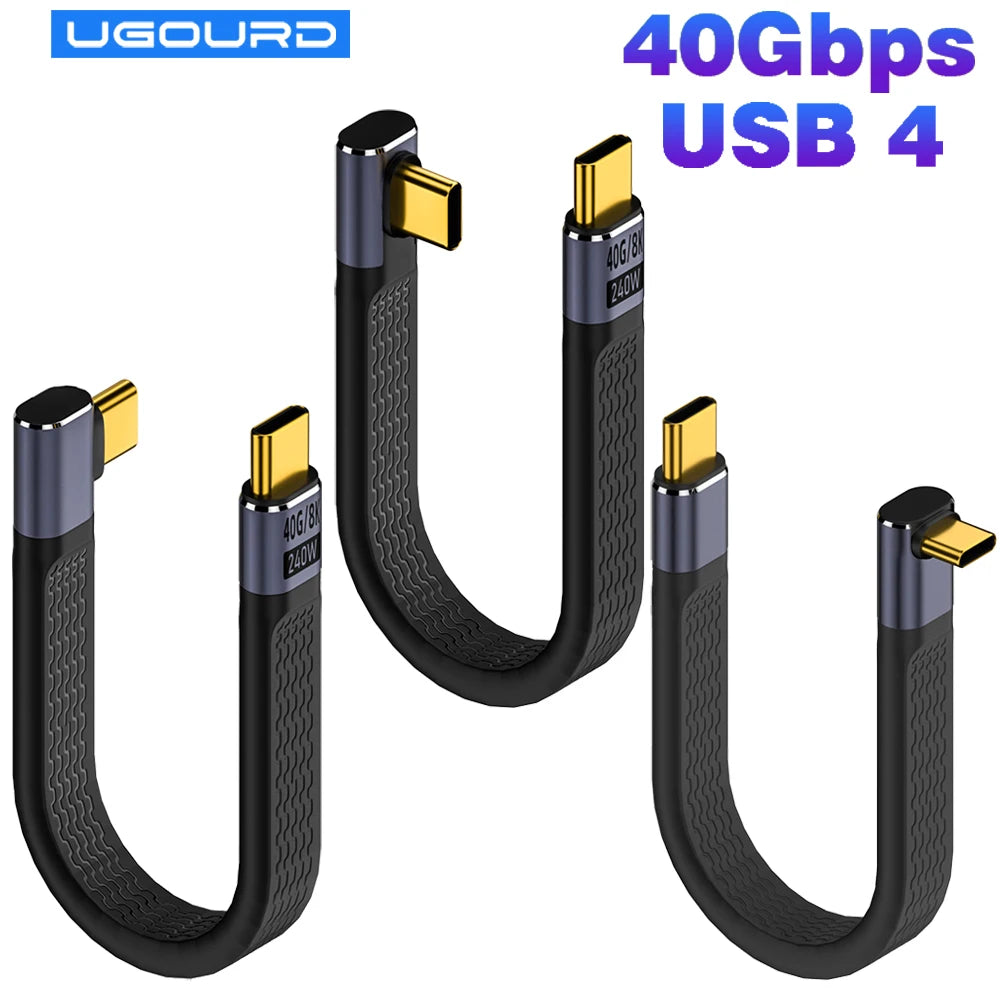 USB4 Elbow Short Cable 13.5cm Thunderbolt4 Type C Cable 40Gbps PD240W Charging Cable for SSD Laptop Macbook Phone IPhone15 iPad