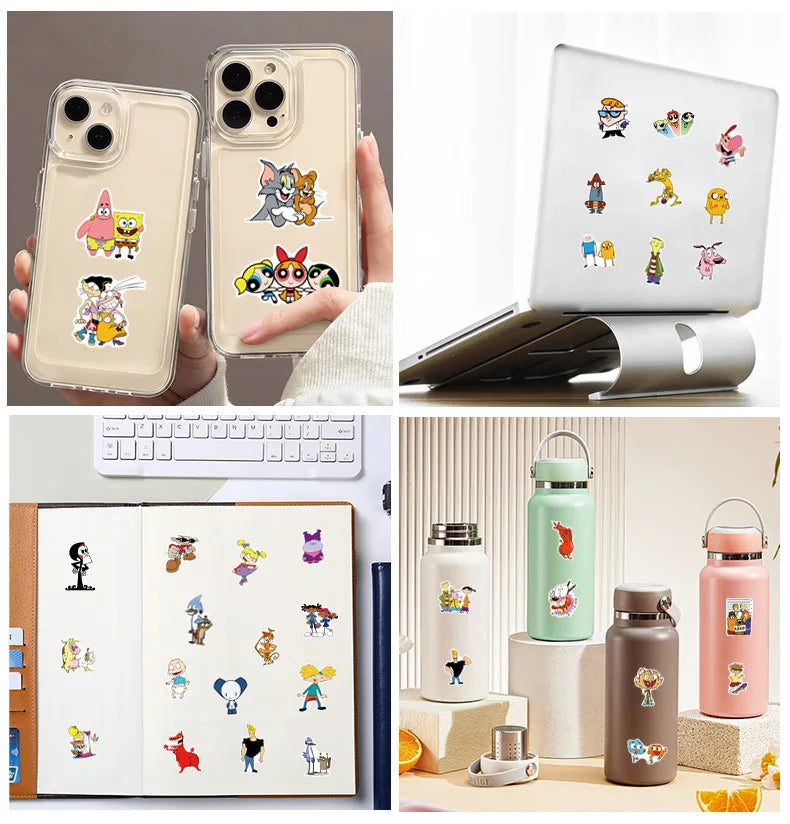 50pcs Cartoon Classic Anime Mixed Graffiti Stickers Cute Decals for Phone Notebook Suitcase Funny Kids Toy