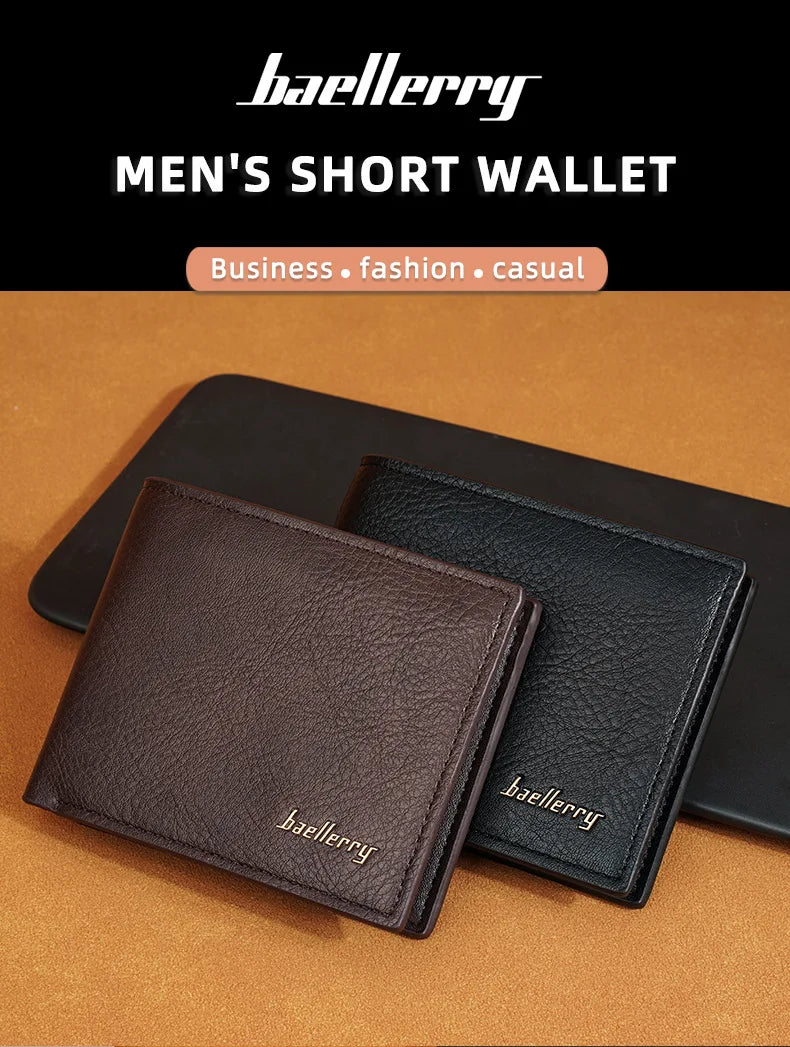 Baellerry Men RFID Wallets New Short Card Holder Simple Male Purses Photo Holder Small Coin Bag Zipper Wallet For Men