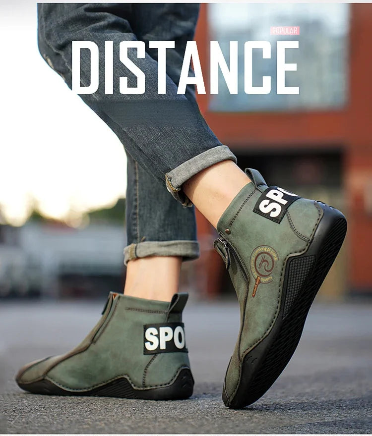 Autumn and Winter New Men's Short Boots British Classic Retro Flat Bottom Cotton Shoes Outdoor Business Sports Casual Shoes