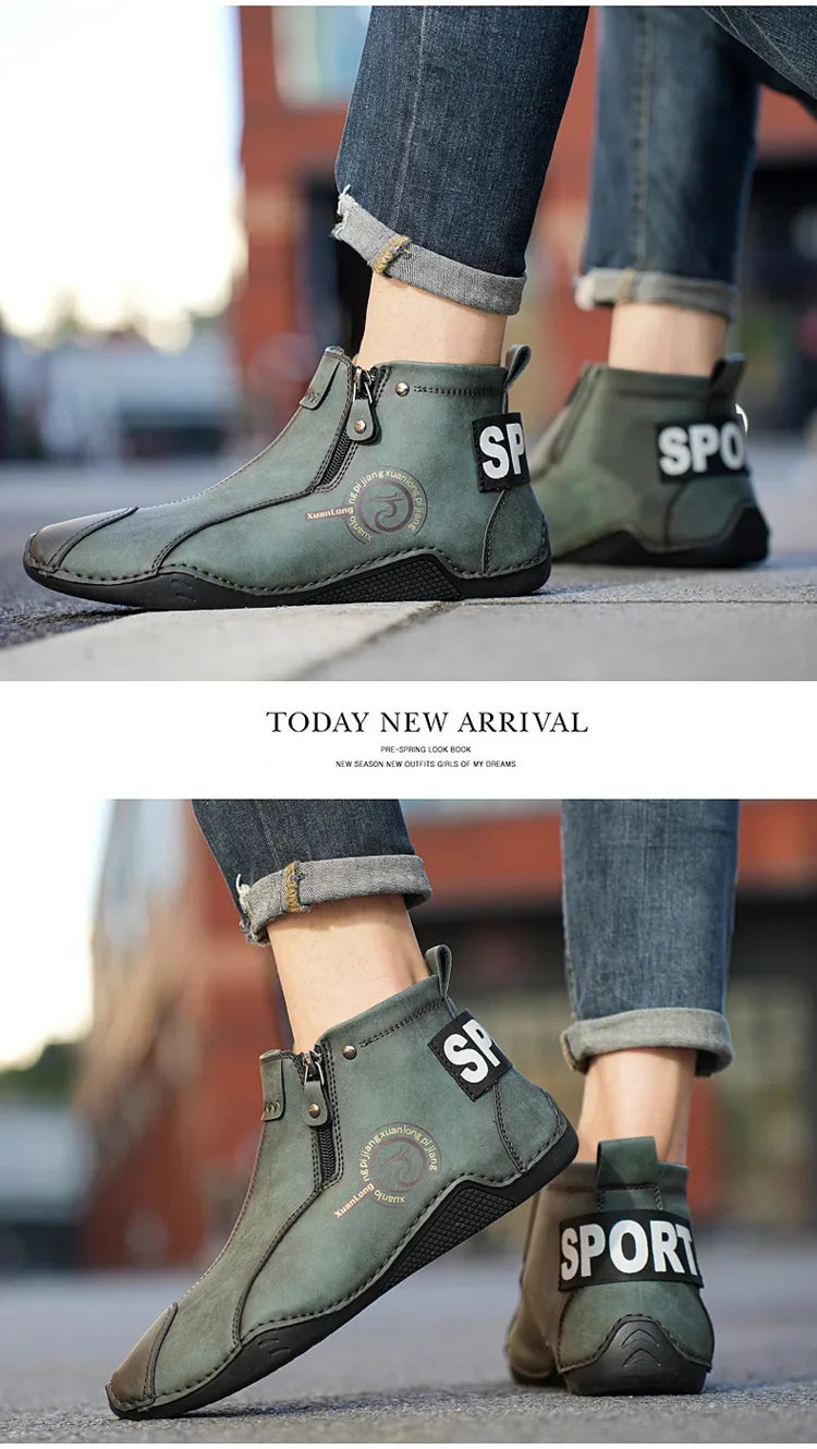 Autumn and Winter New Men's Short Boots British Classic Retro Flat Bottom Cotton Shoes Outdoor Business Sports Casual Shoes