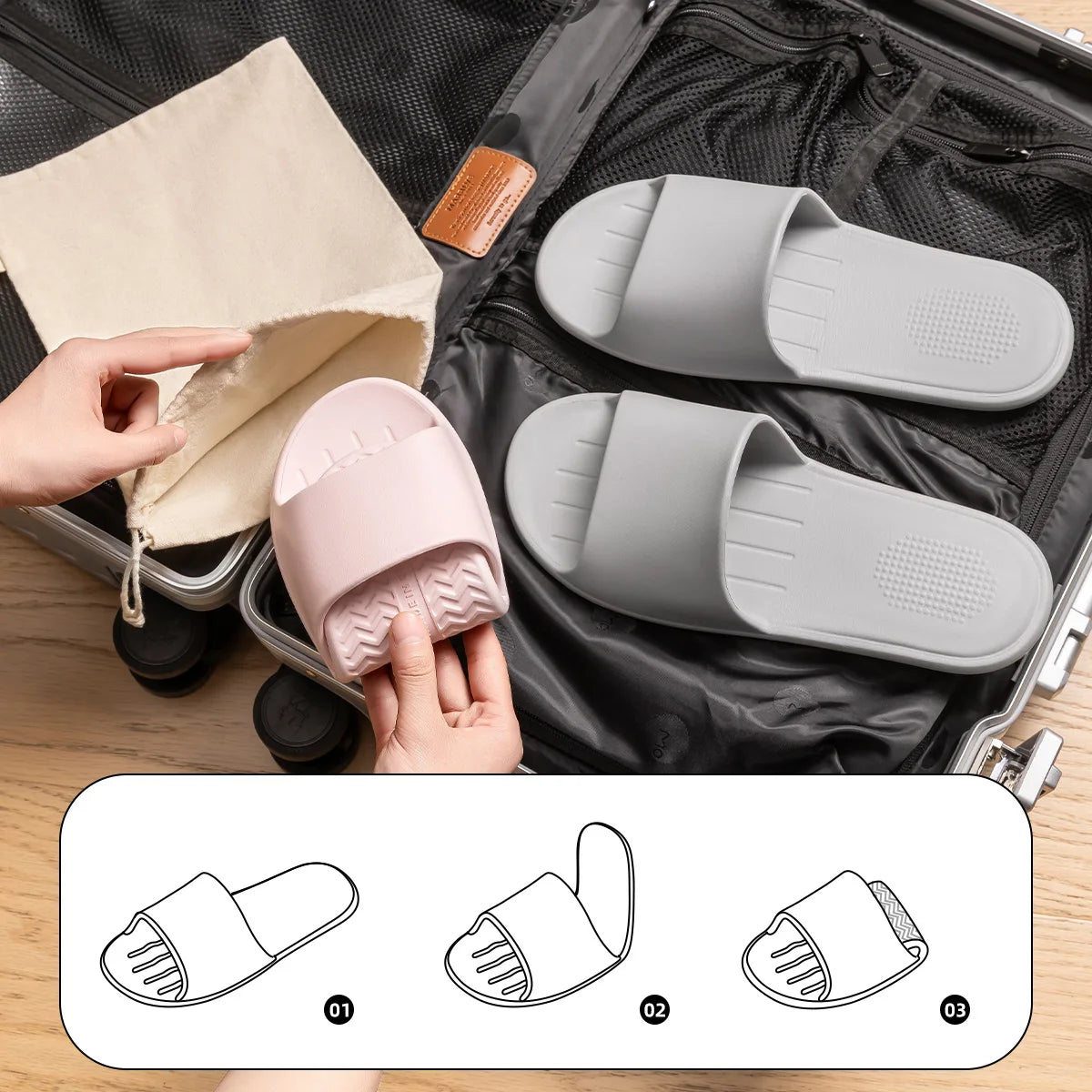 EVA Convenient Slippers Easy To Fold Travel Indoor Slippers Comfortable Light Casual Slippers