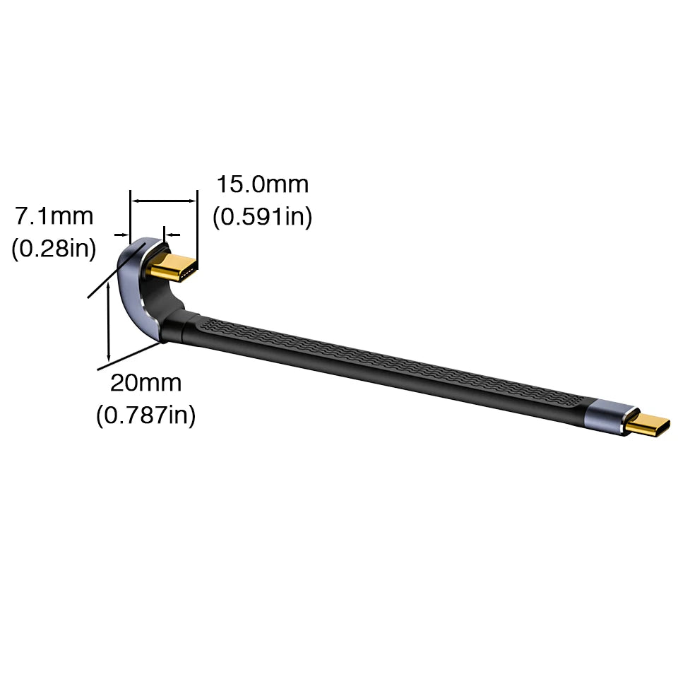 USB4 Elbow Short Cable 13.5cm Thunderbolt4 Type C Cable 40Gbps PD240W Charging Cable for SSD Laptop Macbook Phone IPhone15 iPad