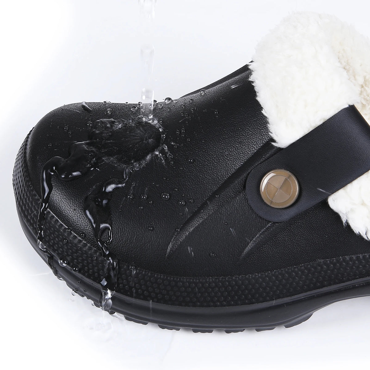Evshine Warm Winter Man Slippers Antislip Waterproof Men Slippers Warm Comfy Clogs Fuzzy Fur Shoes Classic Plush Bedroom Slipper