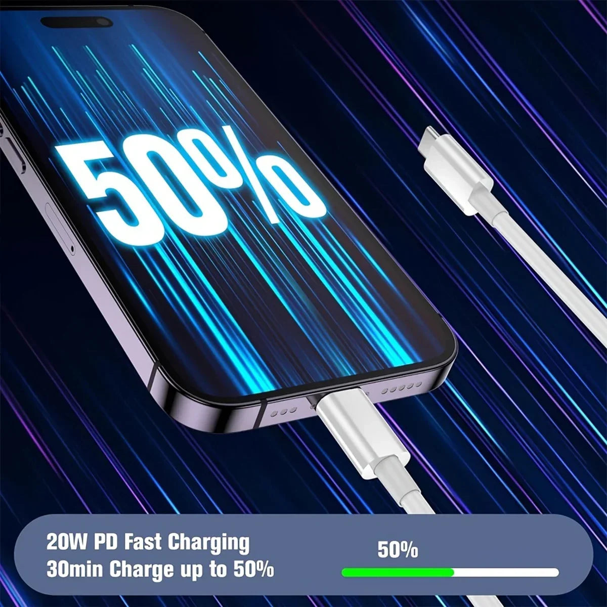 1-3Set 20W US USB C Port Fast Charger For iPhone 14 15 16 17 Pro Max Plus XR Xs 3.3 Ft USB C Fast Charging Cable Accessories