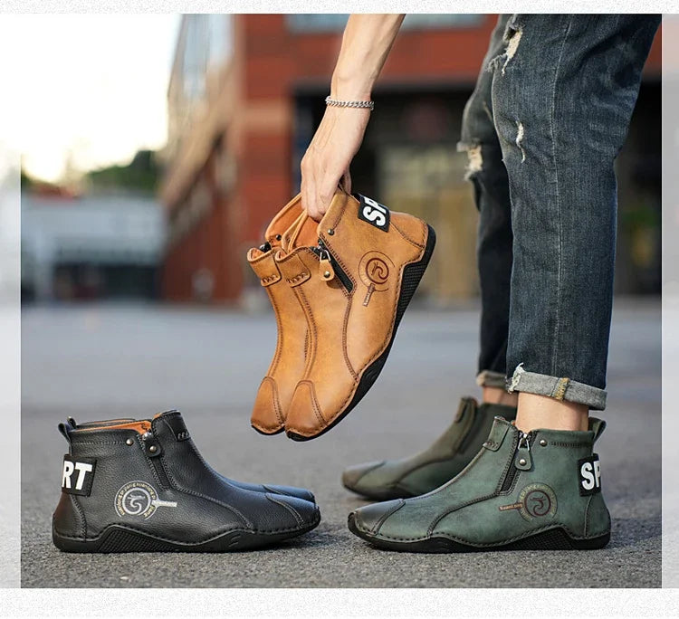 Autumn and Winter New Men's Short Boots British Classic Retro Flat Bottom Cotton Shoes Outdoor Business Sports Casual Shoes
