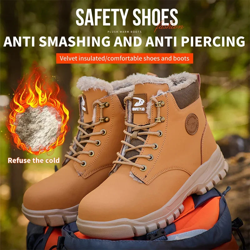 Latest 2024 Fashion Winter Warm Men Work Safety Boots Waterproof Indestructible Steel Toe Cap Shoes Sneakers Male Footwear