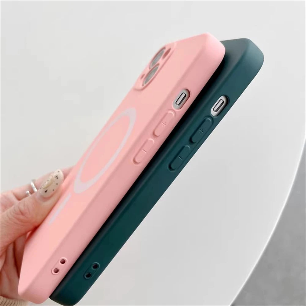 Magnetic Liquid Silicone Cover For Magsafe Case Iphone 14 13 12 Mini 11 Pro Max 7 8 Plus Se 2020 Xr Xs X Camera Precision Hole