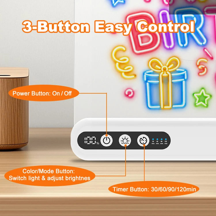 LED Drawing Board for Kids Rechargeable Light-Up Acrylic Neon Board with Timer and Built-in Stand Digital Battery