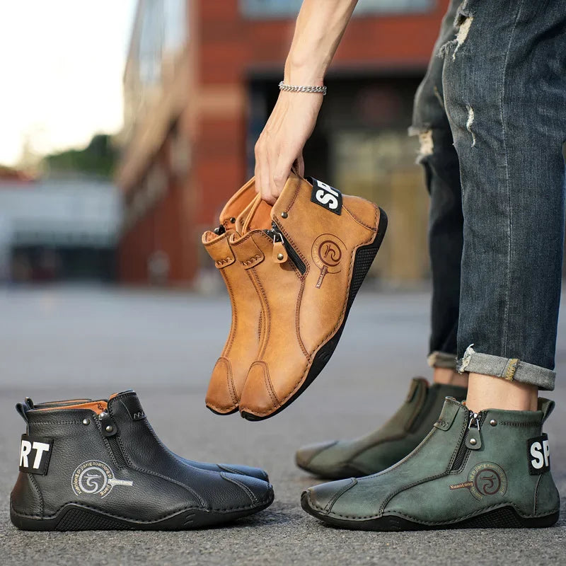 Autumn and Winter New Men's Short Boots British Classic Retro Flat Bottom Cotton Shoes Outdoor Business Sports Casual Shoes
